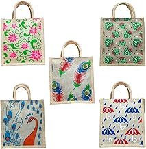 Eco-Friendly Jute Bags with Zipper| Organic Tote Bags Elegantly Printed for Return Gifts, Office, Grocery, Picnic, Tiffin, Shopping, Wedding Return Gifts| Size-11x5x10 inches