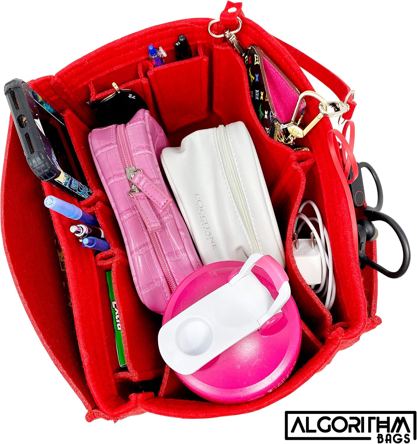 Purse Organizer Insert | designed for Louis Vuitton LV Speedy 30 35 40 25 | Luxury Liner Shaper Divider (40, Red)