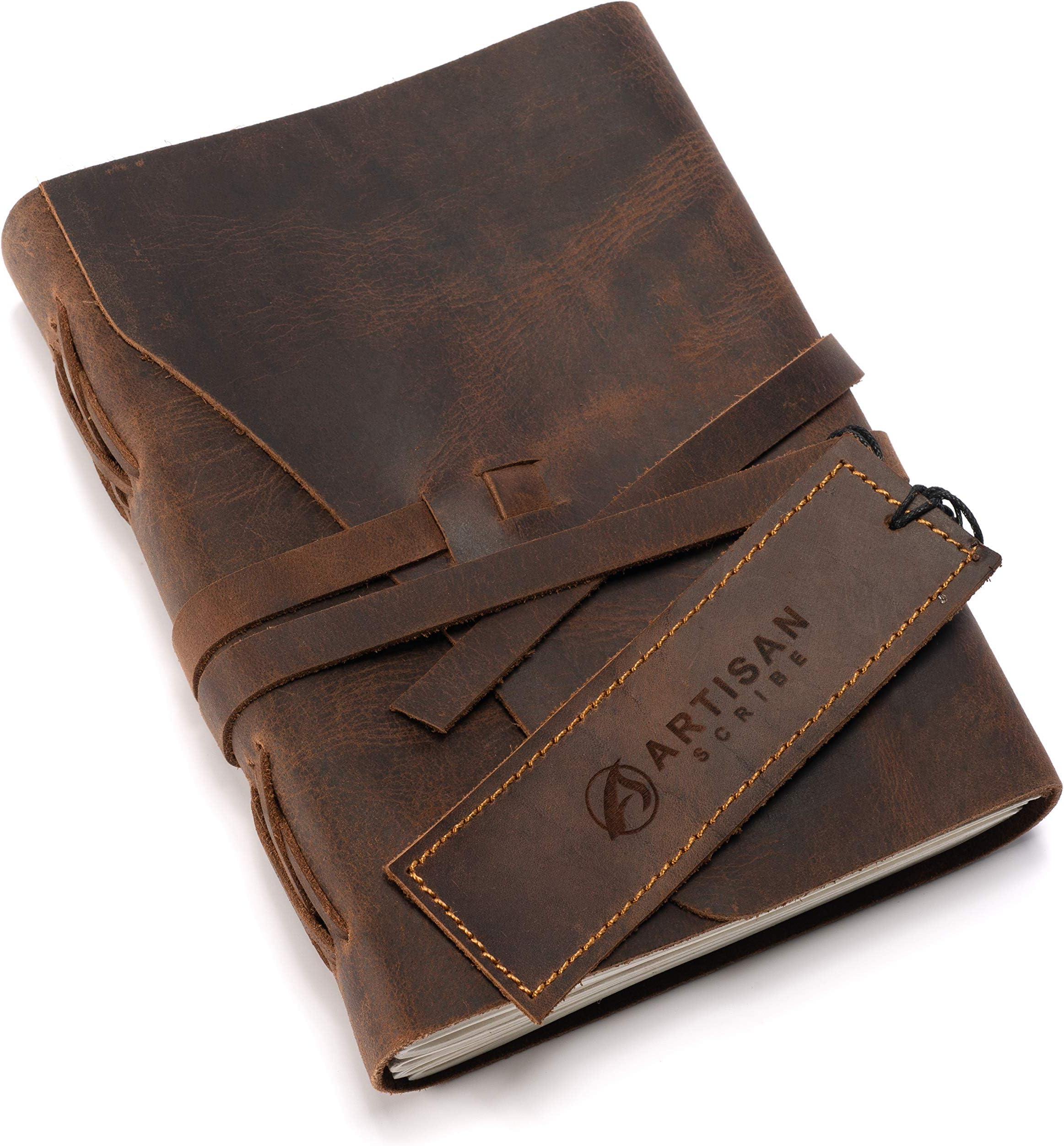 Yeegfeyn Leather Journal Notebook Handmade Artisan Unique Hand Pressed Unlined Cotton Paper for Men Women Kids 7 x 5 Inches, Great Gift for Artists, Travel Diary & Notebooks to Write in, Sketchbook