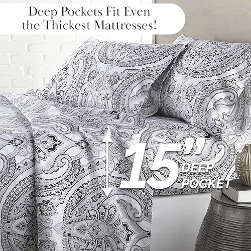 Miniatura 2 de Southshore Fine Living, Inc. Pure Melody Collection - Juego de sábanas de 4 piezas tamaño Queen, sábana bajera con bolsillo extra profundo de 14