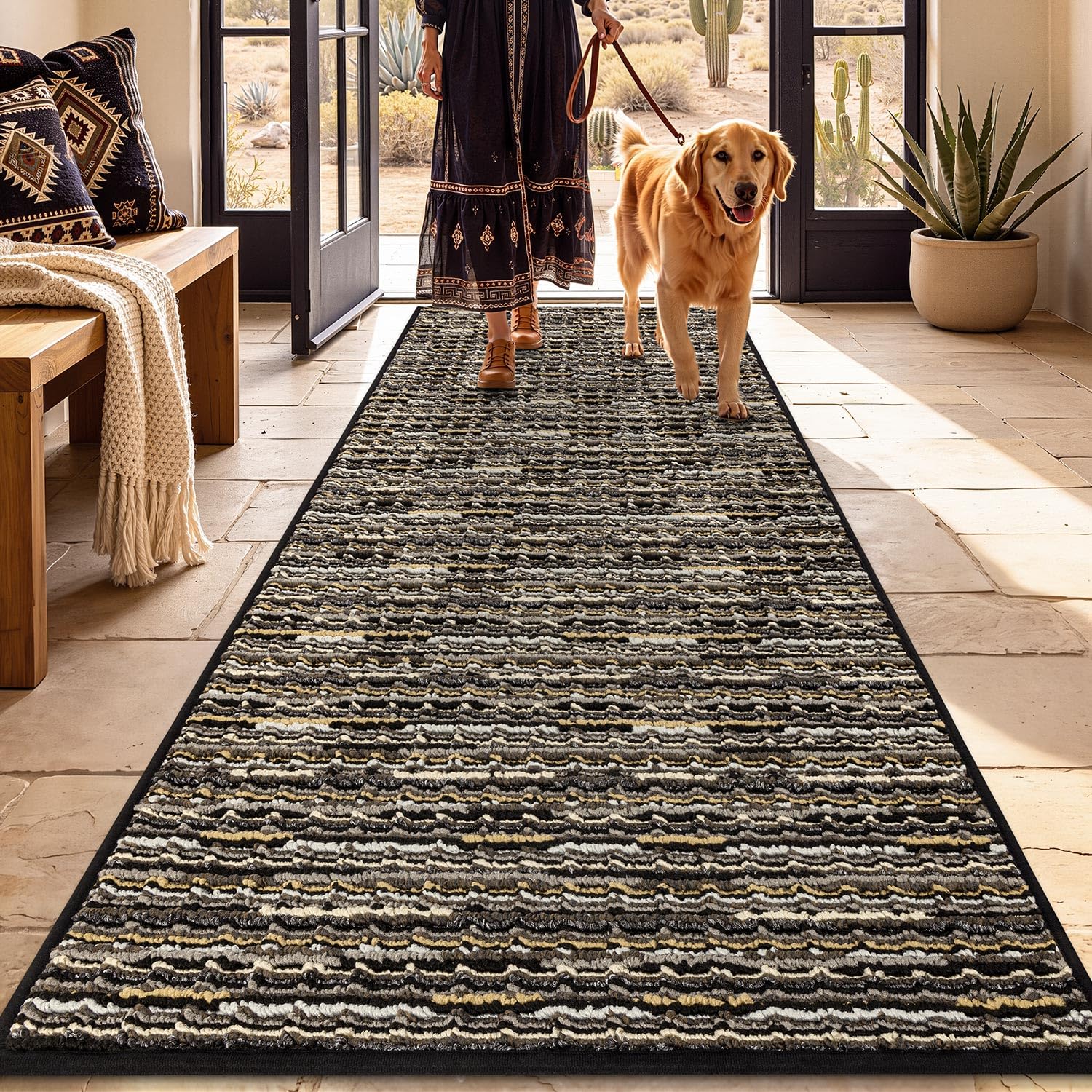 Biscpro Tapis d'entrée Interieur 60x180cm Paillasson,Antidérapant Lavable Tapis de Porte,pour Passage,Couloir,Cuisine,Terrasse,Jardin,Chambre