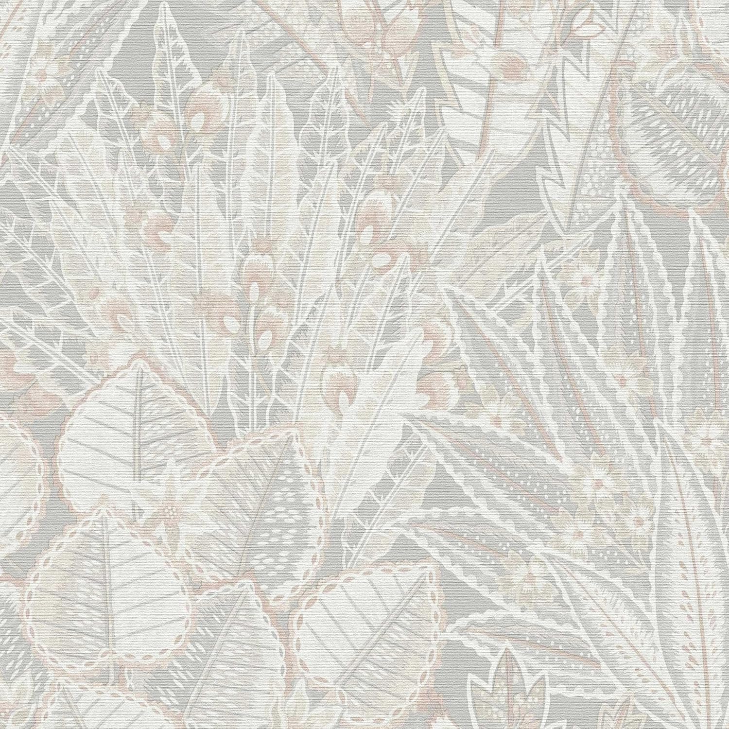Livingwalls Palm Leaves Wallpaper in Cream, Grey, Bronze - Modern Botanical Design for Living Room - 10.05 m x 0.53 m - Made in Germany