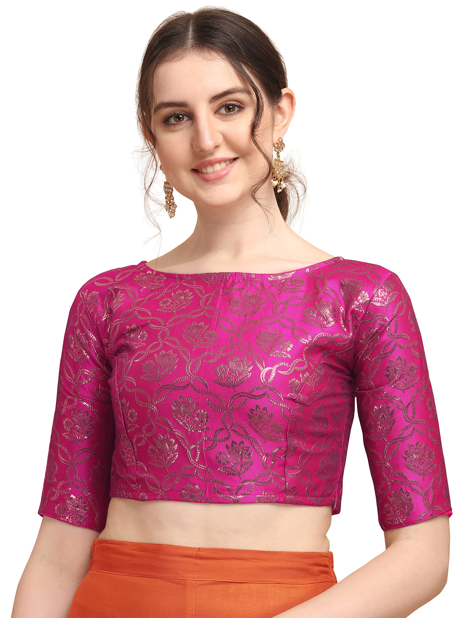 oomph! Women's Art Silk Half Sleeve Fitted Blouse-picture-36