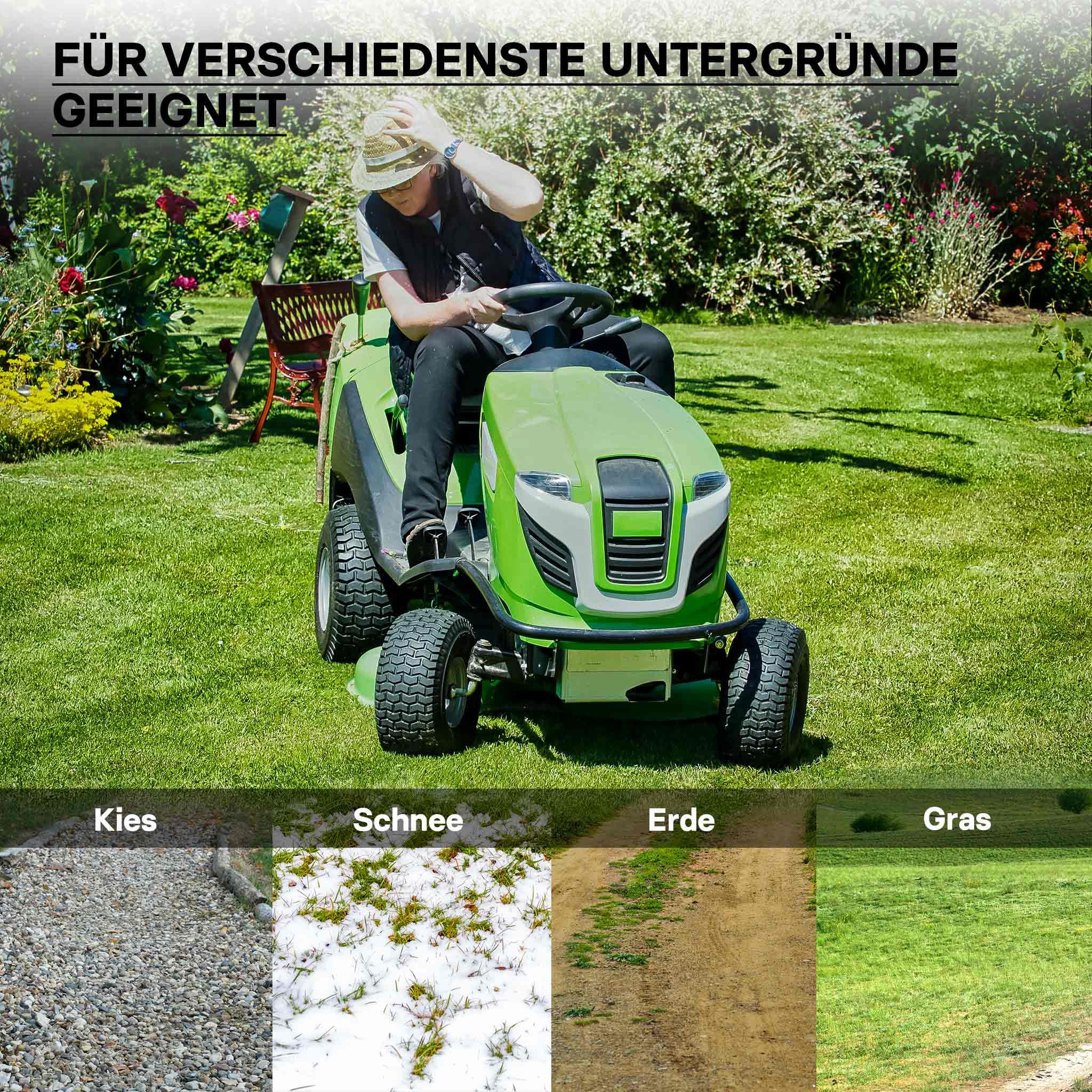 Wiltec Reifen 16x6.50-8 4PR Komplettrad für Aufsitzmäher Rasentraktor mit Schlauch