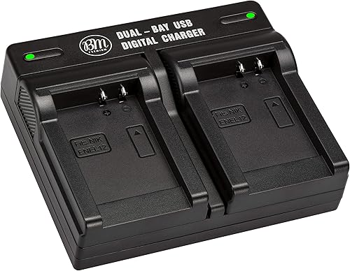 BM Premium EN-EL12 Cargador de batería dual para Nikon Coolpix A1000 B600 W300 A900 AW100 AW110 AW120 AW130 S6200 S6300 S8200 S9050 S9200 S9300 S940