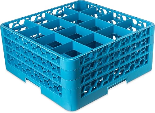 Carlisle FoodService Products Opticlean - Estante de vidrio con 16 compartimentos con 3 extensores para cocinas y restaurantes, plástico, 19.875 x