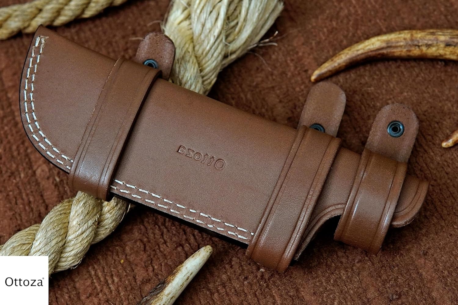 Ottoza TOP GRAIN Leather Knife Sheaths for Fixed Blade Knives, LEFT HAND Leather Knife Sheath for Belt, Leather Knife Holster Belt Knife Holder, Horizontal Knife Sheath for Belt No:9