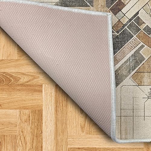 Miniatura 5 de Ambesonne Alfombra decorativa abstracta bohemia, motivo nativo americano terroso con rondas y líneas, folklórico grungy, alfombra de calidad para