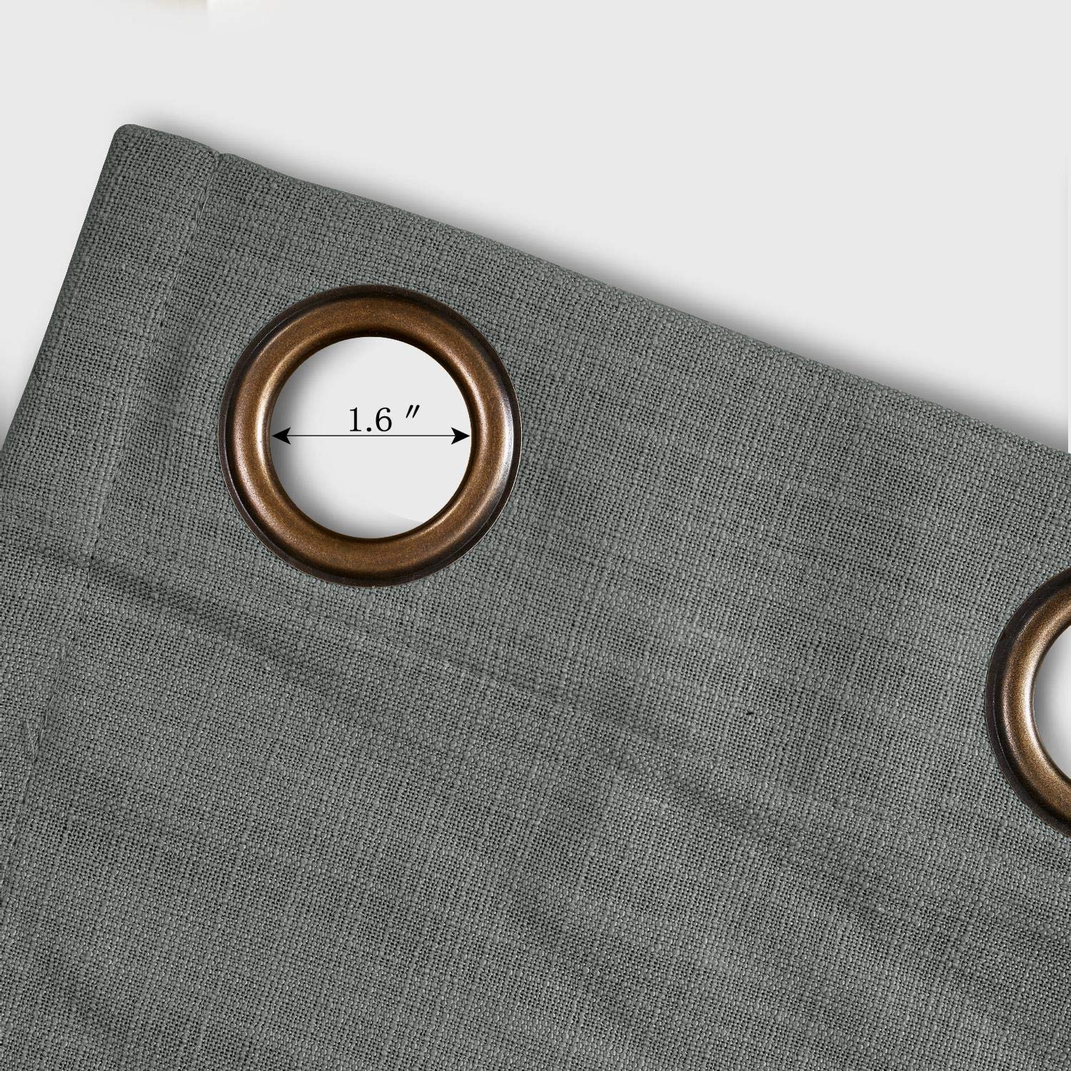 ChadMade L 140 x H 240 CM Gris Carbone Rideau en Faux H Lin Draperies Occultants Double Face, Rideau à Oeillets Bronze Antique Assombrissant pour Porte Coulissante Verre Patio Salon (1 Panneau)