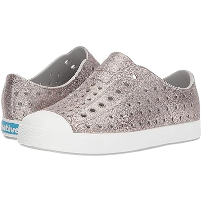 Native Shoes Kids Jefferson Bling Glitter (Little Kid) Kids Shoes Metal Bling/Shell White