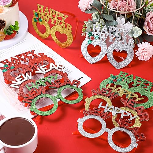 Miniatura 2 de Shappy 48 gafas de Año Nuevo 2024, gafas de plástico con purpurina para Año Nuevo, suministros de fiesta de Año Nuevo, gafas de sol divertidas para