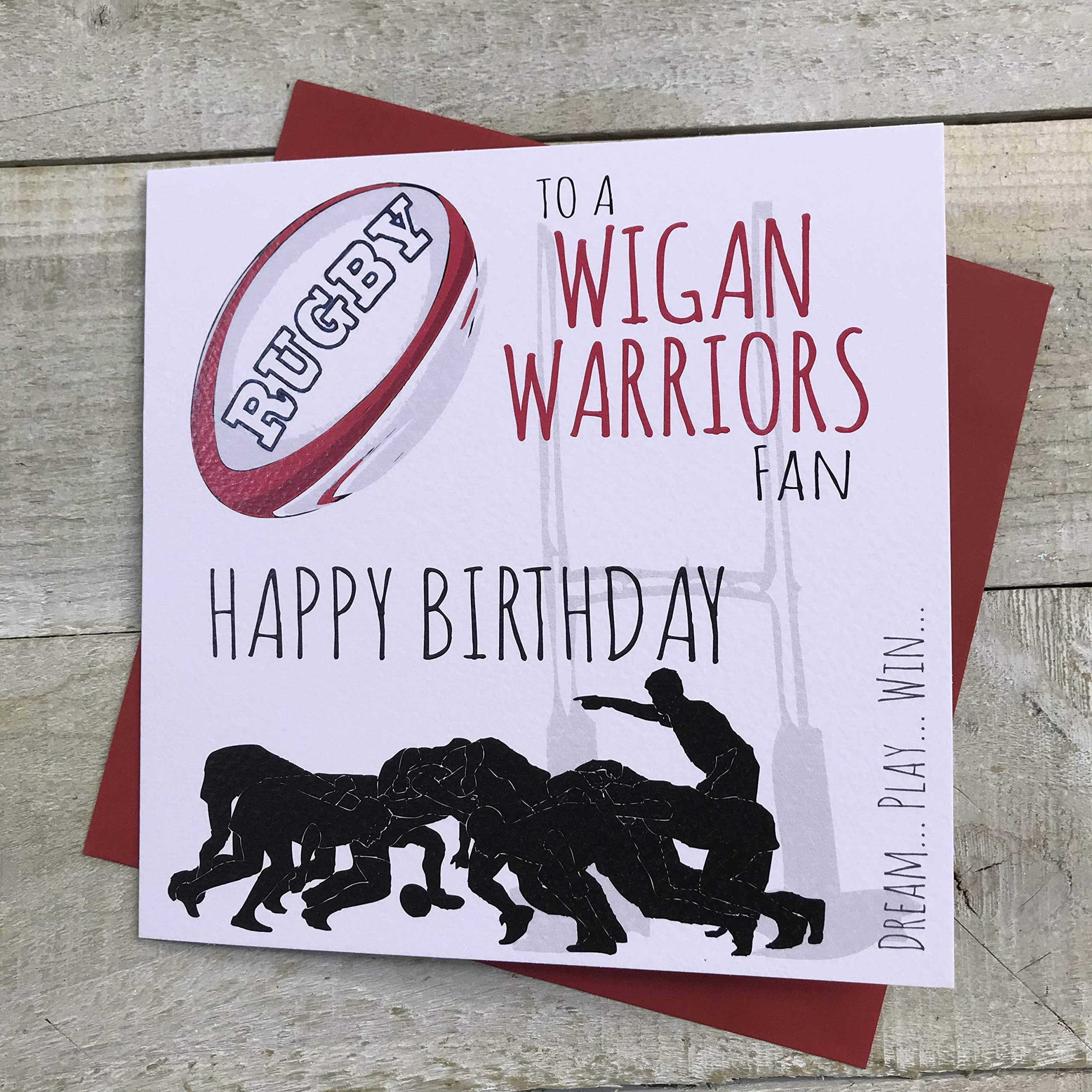 Wigan Warriers Rugby League Club RFC Happy Birthday Card - by WHITE COTTON CARDS - RF1