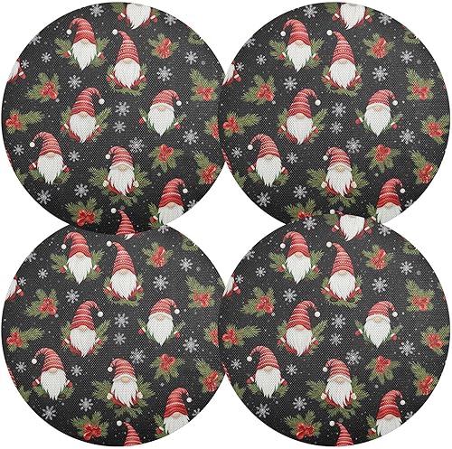 Miniatura 2 de Whimsical Christmas Dining Room Table Placemats, Heat Resistant Non Slip Placemats Round for Kitchen one sizex4