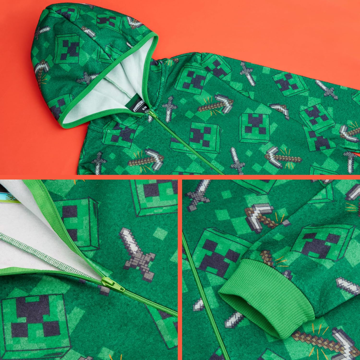 Get Trend One Piece Pajamas for Boys, Teens, Long Sleeved Fleece Jumpsuit, Zip Up Sleepwear, Loungewear PJs, Gifts for Boys