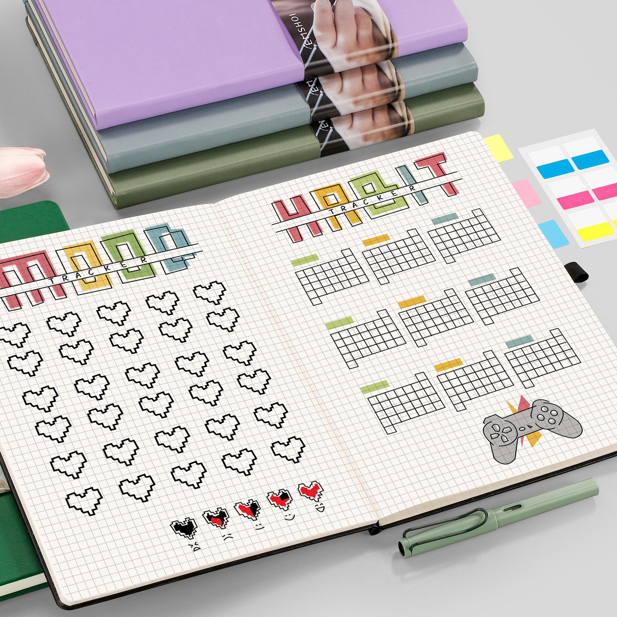 EMSHOI Carnet de notes en papier graphique à couverture rigide de 21,6 x 27,9 cm – Carnet à grille quadrillée – Papier épais de 100 g/m² – Grand journal A4 en cuir pour homme et femme – Pour le