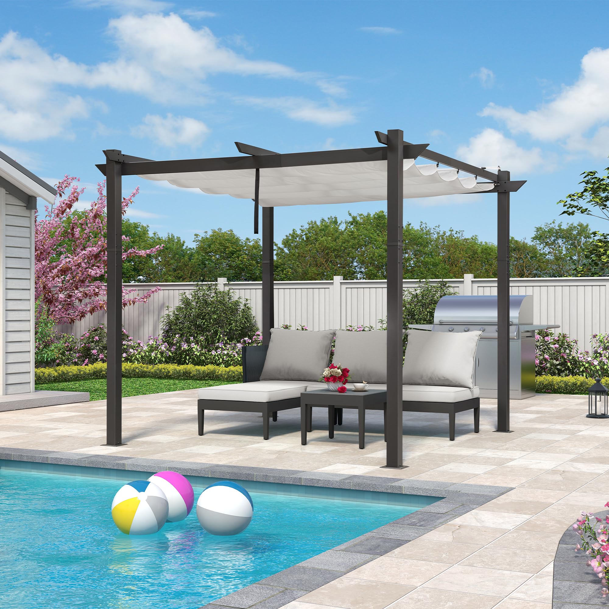 PURPLE LEAF Retractable Pergola 10' x 10'