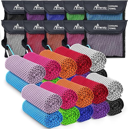 Miniatura 9 de MENOLY Toallas de enfriamiento extra largas (47 x 12 pulgadas), paquete de 5 toallas de enfriamiento para cuello y cara, toalla de microfibra para