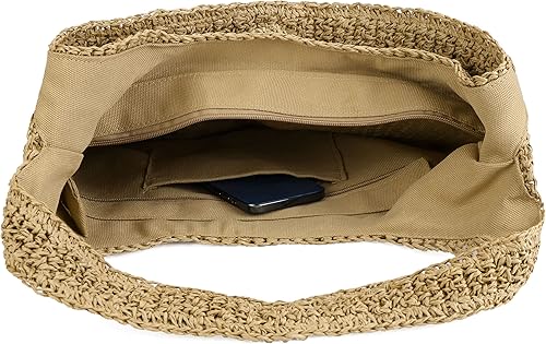 Miniatura 4 de CHIC DIARY Womens Handwoven Straw Shoulder Bag Large Summer Beach Handles Handbag Tote with Zipper