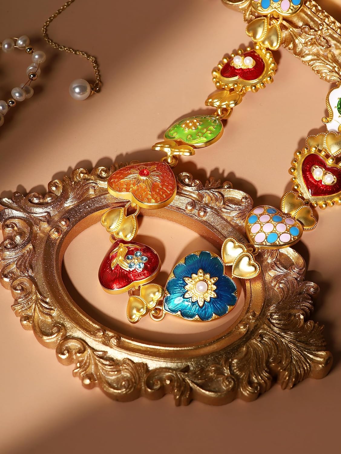 OJERRY Costume Byzantine Medieval Renaissance Bold Chunky Statement Heart Pendant Choker Necklace Cool Jewelry Necklaces Coolest Gifts for Women Chunky Trendy In Their 30s - Image 6