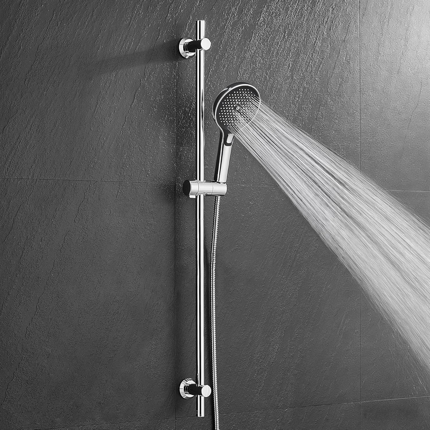 Görbach Duschstange -100 cm Edelstahl Brausestange– 22 mm Ø, flexibel 30–94 cm verstellbare Wandhalter, passend für vorhandene Bohrlöcher, höhenverstellbar & passend für alle Handbrausen