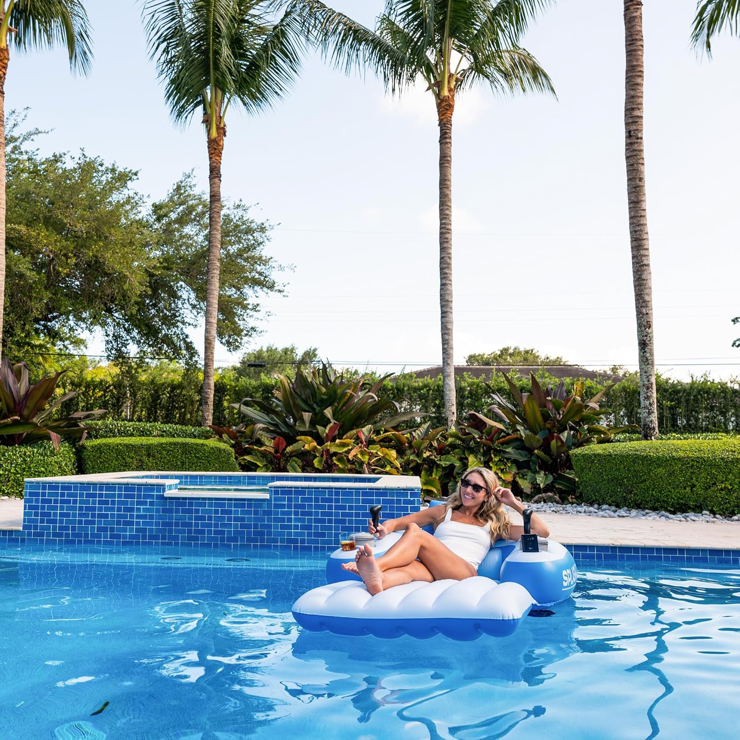 PoolCandy Splash Runner Pro 2.0 - Motorized Pool Float for Adults | Motorized Pool Lounger with Dual 66W Powerful Motors, Dual Joystick Control, Phone Holder & Cup Holder