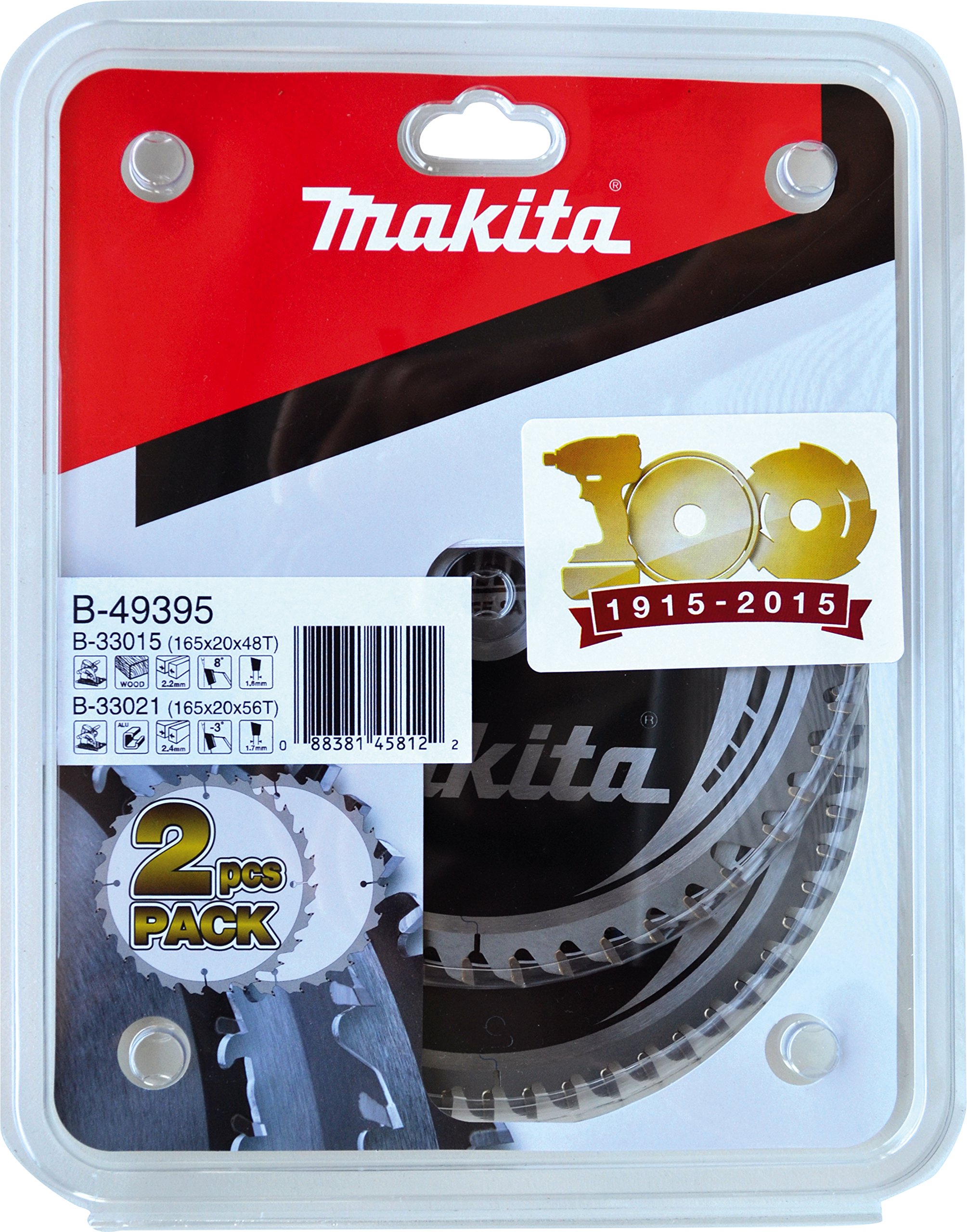 Lame de scie Makita B 49395 au carbure de 165 mm pour des découpes nettes en lot de 2 pièces