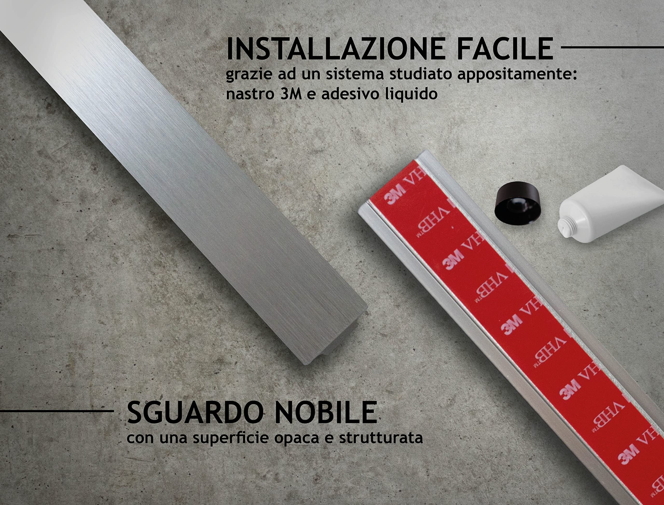 Design Amburgo Porta mestoli da cucina adesivo | Porta utensili da cucina senza forare | Barra portautensili cucina | 6 Ganci semoventi | Portamestoli cucina design moderno grigio argento 40 cm