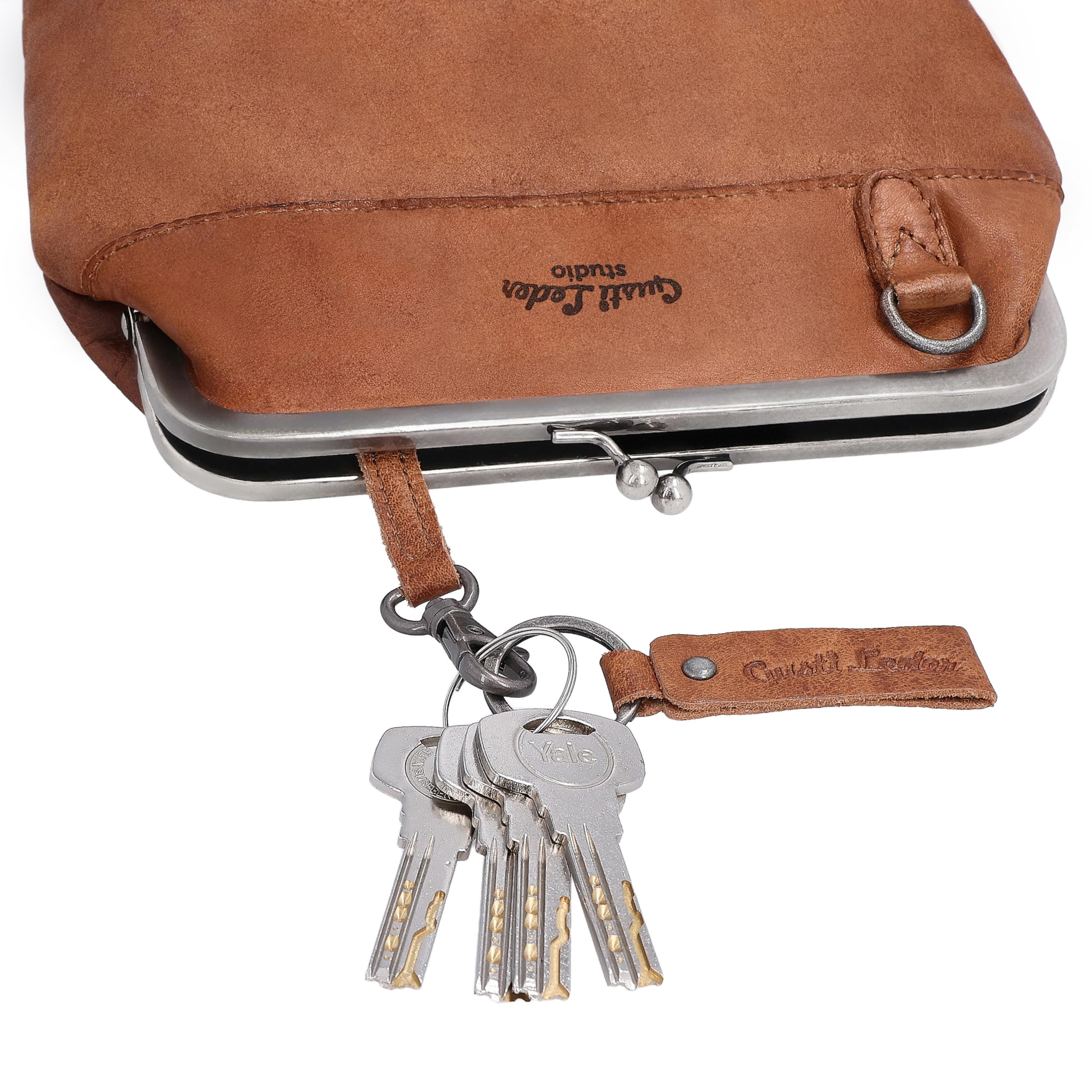Gusti Leder Handtasche Damen Mittelgroß Echtleder – Vintage Umhängetasche Leder Braun Kratzfest Verstellbarer Riemen Alltag Reise Stadt Ausgefallene Handtaschen