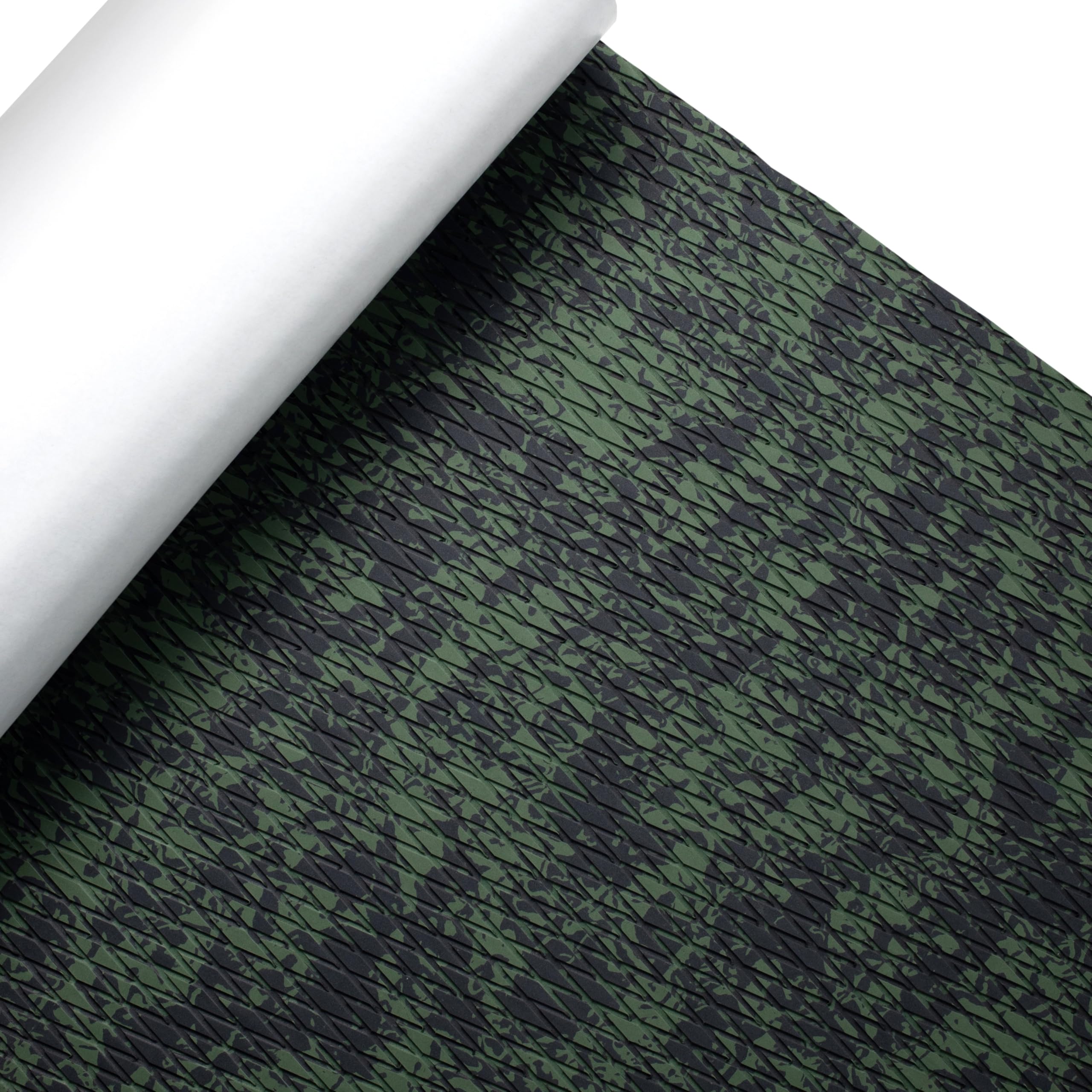 FOCEAN Boat Flooring - EVA Foam Boat Decking Sheet- Camo Dark Green Diamond Marine Deck Mats Self-Adhesive Grip Pad for Bass Boats Jon Boat Pontoon RV Yacht Kayak Surfboard Floor 94"x15"