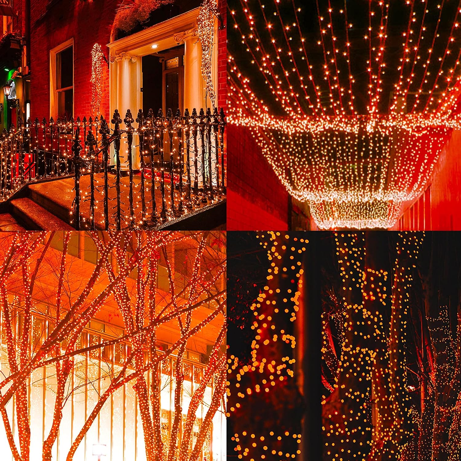 Joliyoou 200 LED Halloween String Lights, 66FT Mini Plug in Twinkle Fairy String Lights with 8 Lighting Modes for Indoor Outdoor Yard Tree Garden Proof Holiday Wedding Decoration, Black Wire, Orange