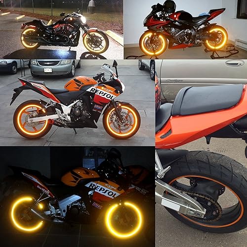 Miniatura 6 de ustomTAYLOR33, cintas de seguridad reflectantes de alta intensidad para rueda de moto (color naranja).