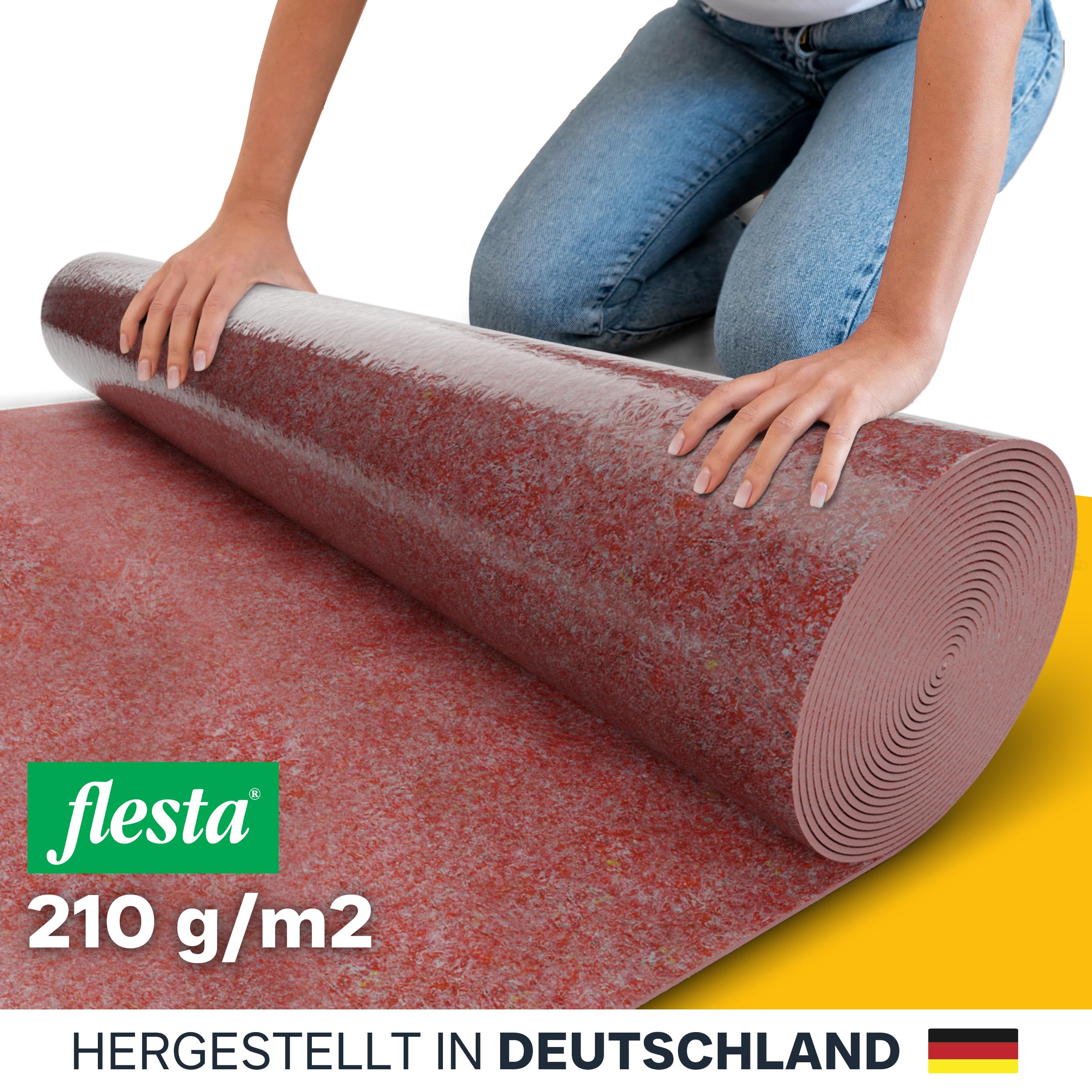 Malervlies 1 x 50 m – 210 g/m² saugstarkes Abdeckvlies in Profiqualität I Renoviervlies/Malerfilz rot I Schutzvlies, Bauvlies, Glattvlies & Anstrichvlies für Malerarbeiten I 50 m² Bodenabdeckung