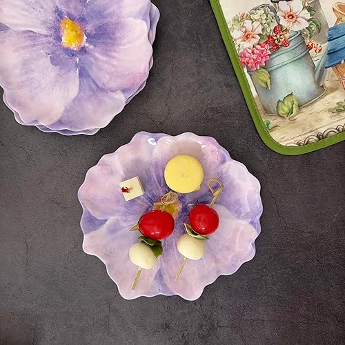 Miniatura 8 de UP ware - Platos de postre de melamina lavanda, platos pequeños en forma de flores, para aperitivos, aperitivos y guarniciones, morado, 7.5 x 7