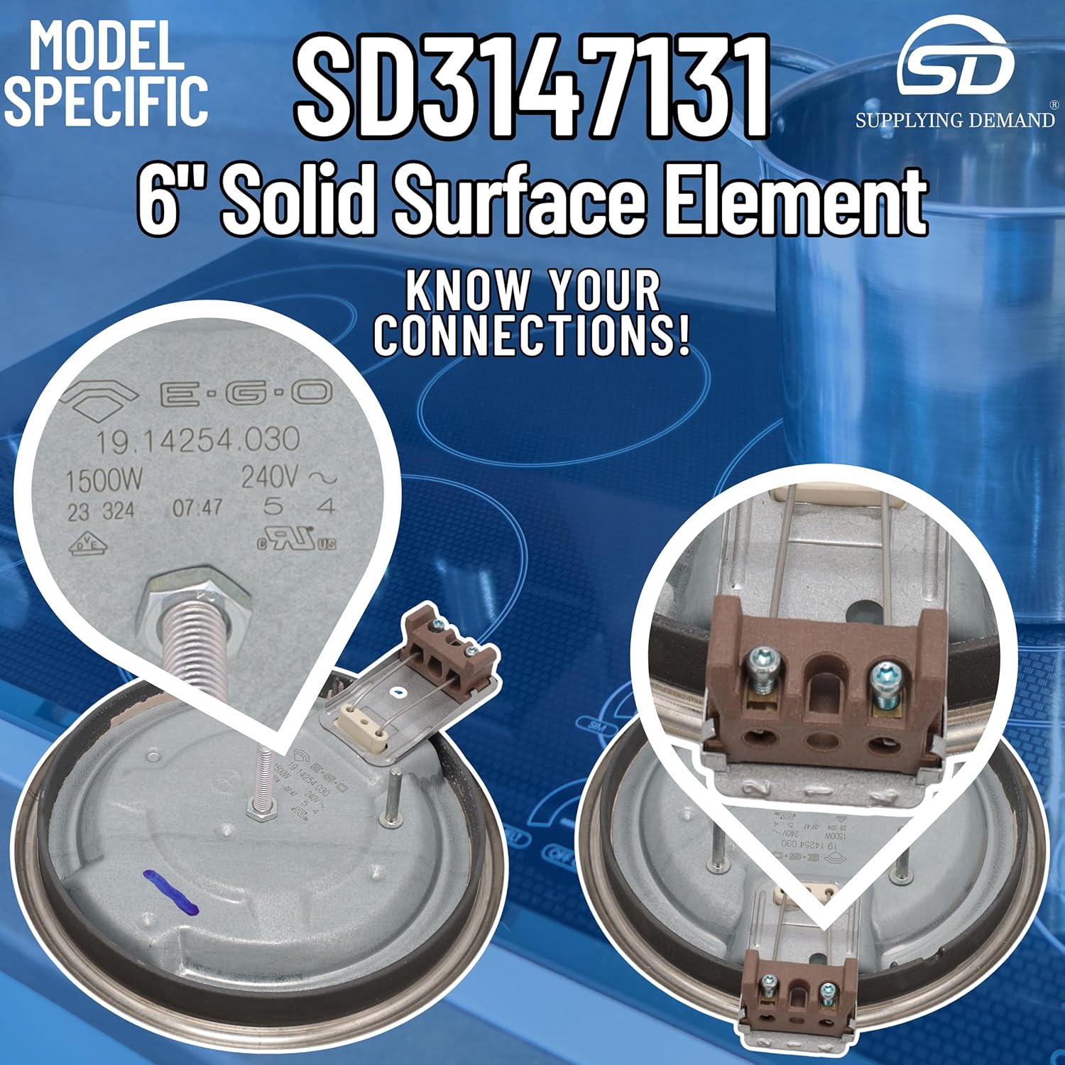 Supplying Demand 3147131 Range Solid Surface Burner 6 Inch - Replaces 0061611, 04000002