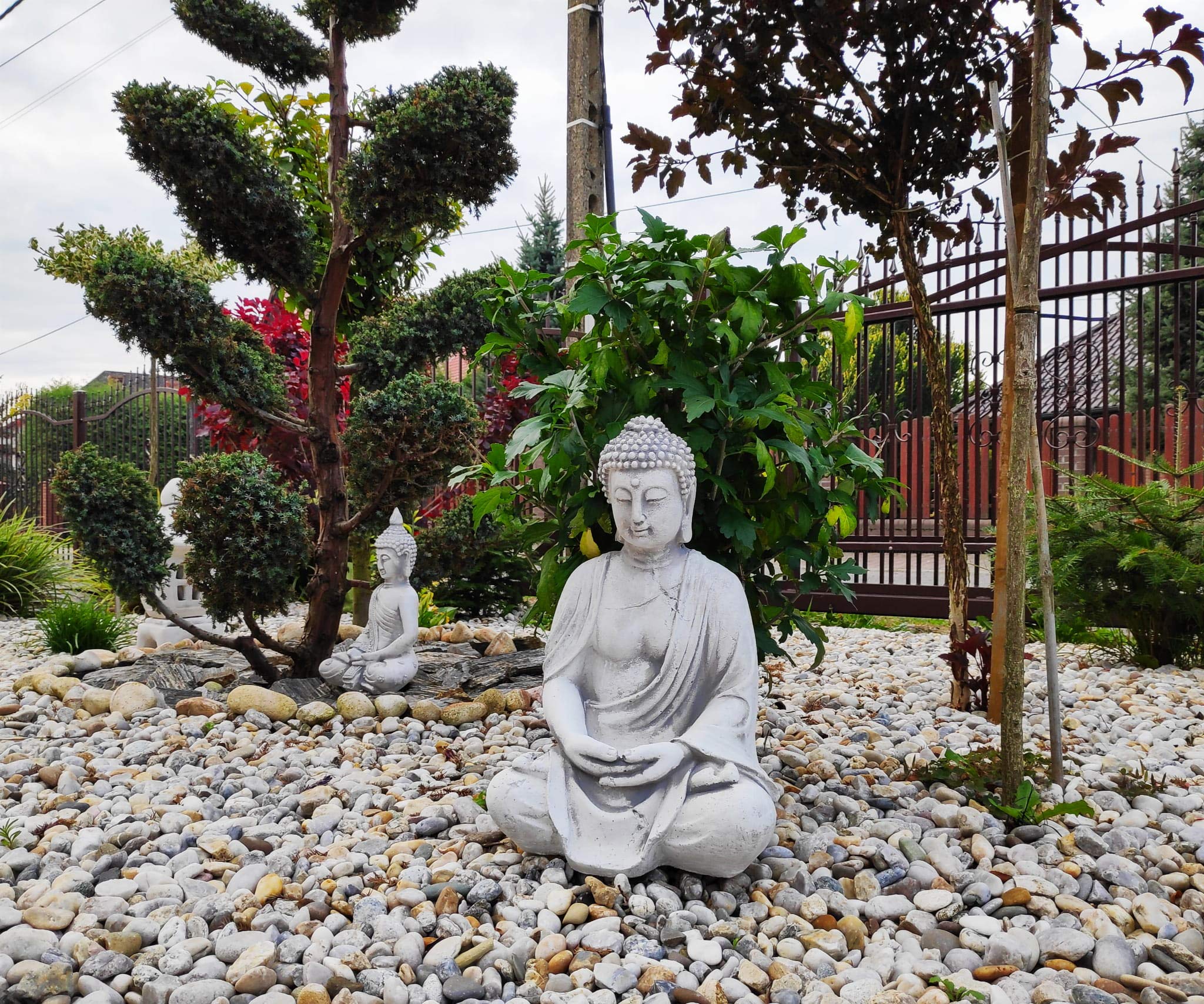 Figurine d'ornement de Jardin en Pierre Statue de Bouddha méditant - Seat Shakyamuni