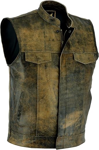 distressed leather vest