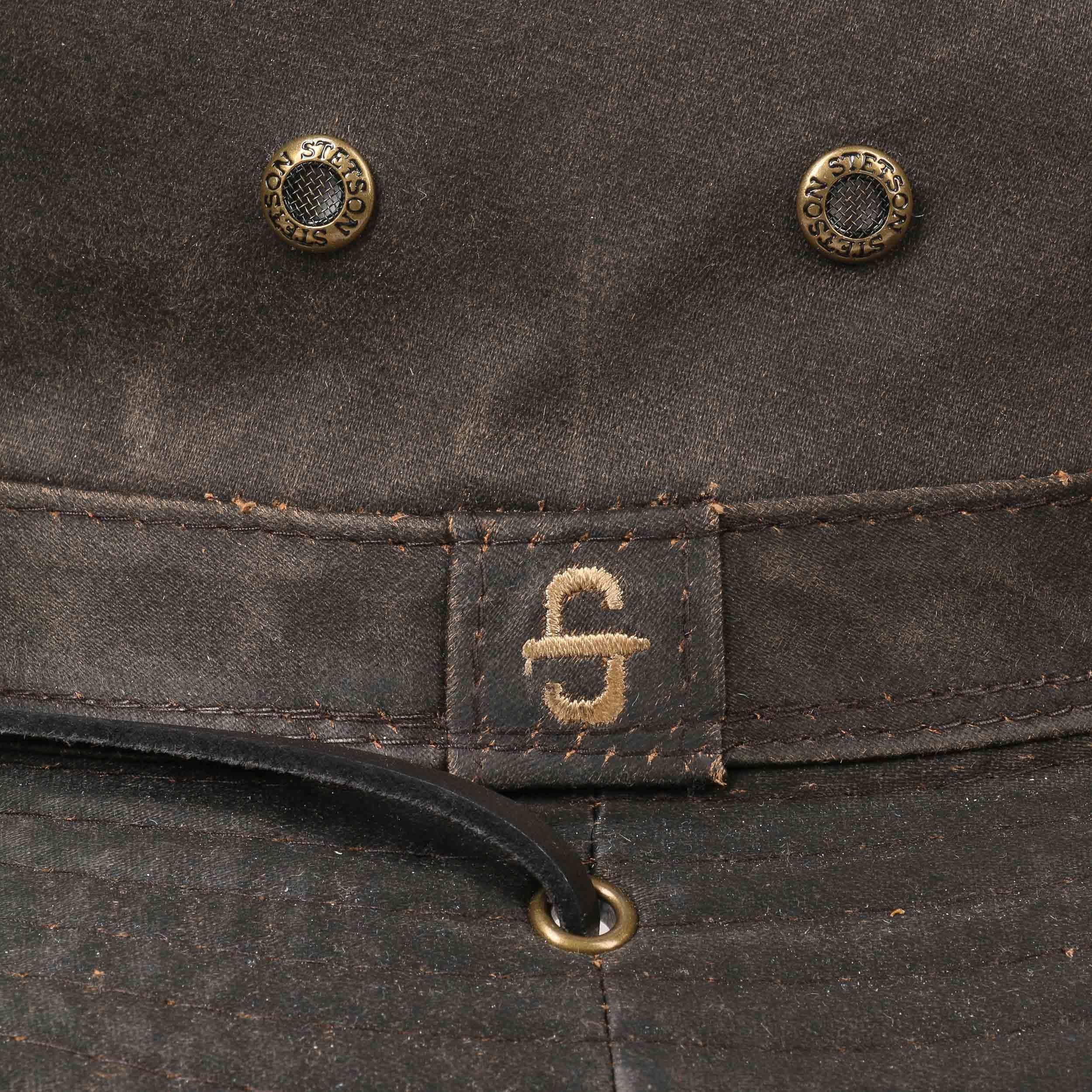 Stetson Diaz Outdoorhut Herren Westernhut mit Kinnband und biegbarem Rand Cowboyhut UV-Schutz 40+ Stoffhut Baumwolle Washed/Used Design Sommer Winter