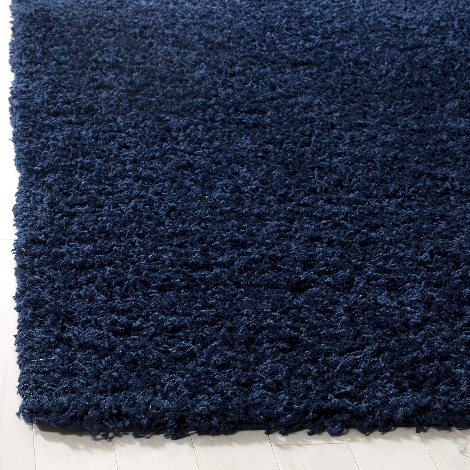 Navy 4' x 6' Hand-Knotted Shag Synthetic Rug