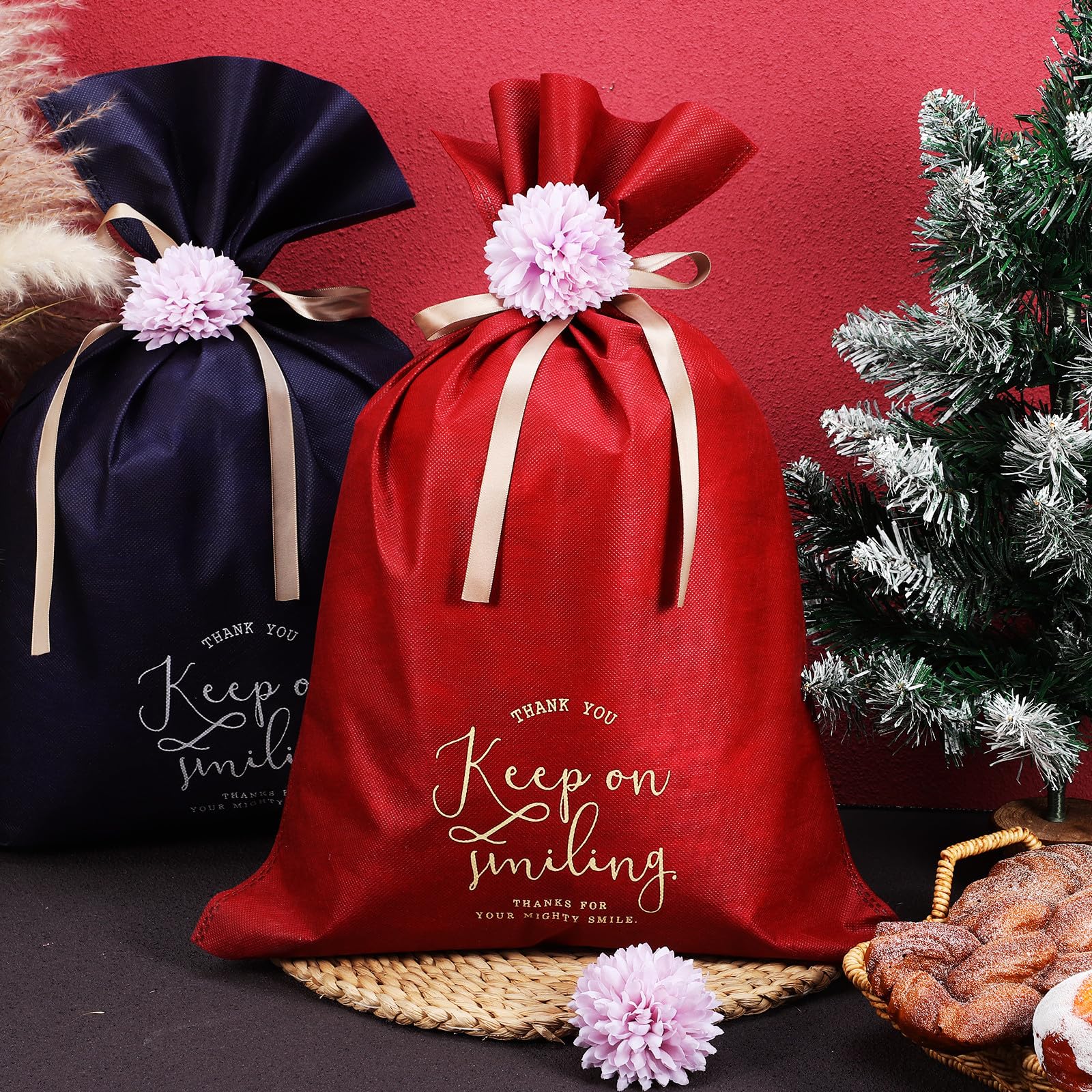 LOLIPPYY 5piezas Bolsas De Obsequio De Navidad Cordón Múltiples Usos Para Envolver