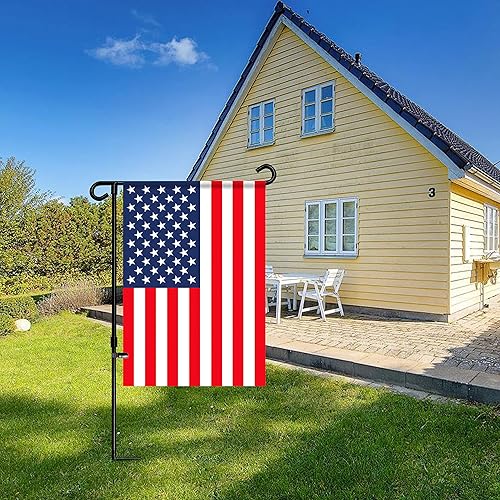 Miniatura 2 de HOOSUN Soporte para bandera de jardín, fácil de instalar, hierro forjado fuerte y resistente, se adapta a mini bandera de 12.5 x 18 pulgadas con 1