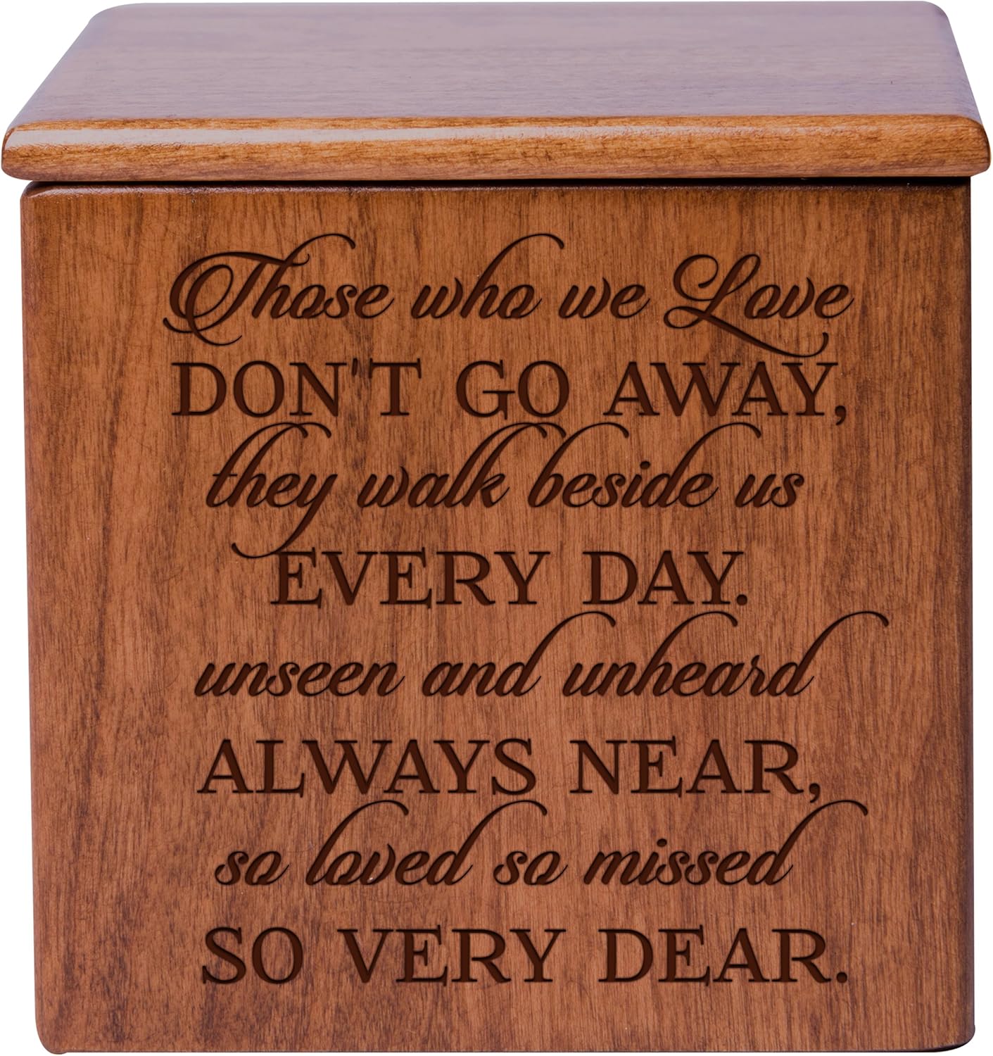 Cremation Urns for Human ashes -SMALL Funeral Urn Keepsake box for Pets - Memorial Gift for home or Columbarium Those we love don't go away they walk beside - Holds SMALL portion of ashes (Cherry)
