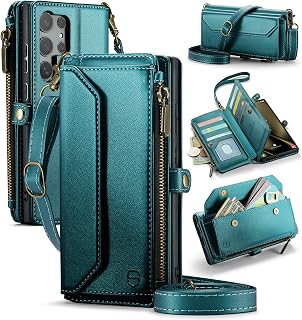 Strapurs for Samsung Galaxy S25 Ultra - Zipper Strap Wallet Case, Bluegreen
