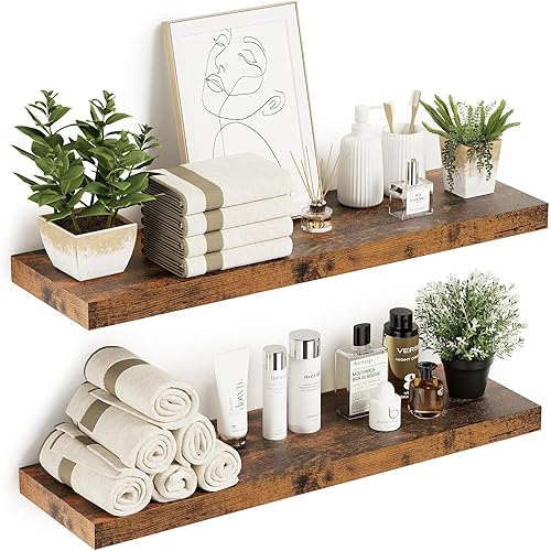 Miniatura 15 de Vivelove Estantes flotantes para montar en la pared, estante de 16 pulgadas para baño pequeño, dormitorio, sala de estar, cocina, decoración moderna