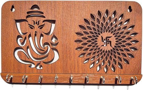 Miniatura 1 de Ganesha - Llavero de chakra con esvástica para decoración del hogar, elegante colgador de llaves montado en la pared, soporte de llavero para