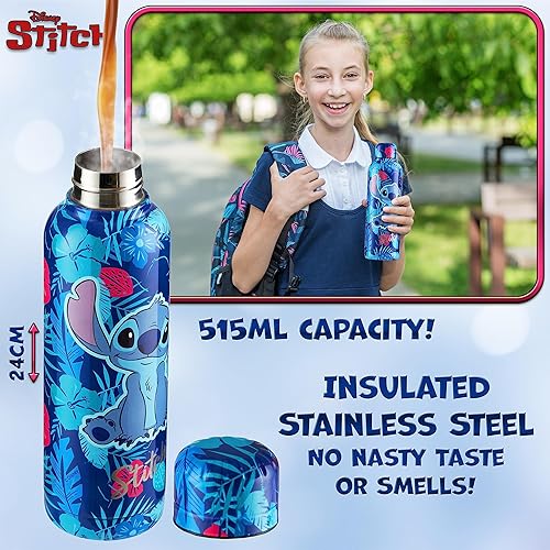 Miniatura 3 de Disney Stitch - Botella de agua aislada de acero inoxidable de 17.4 fl oz, botella de bebidas de metal para adolescentes calientes o frías, para