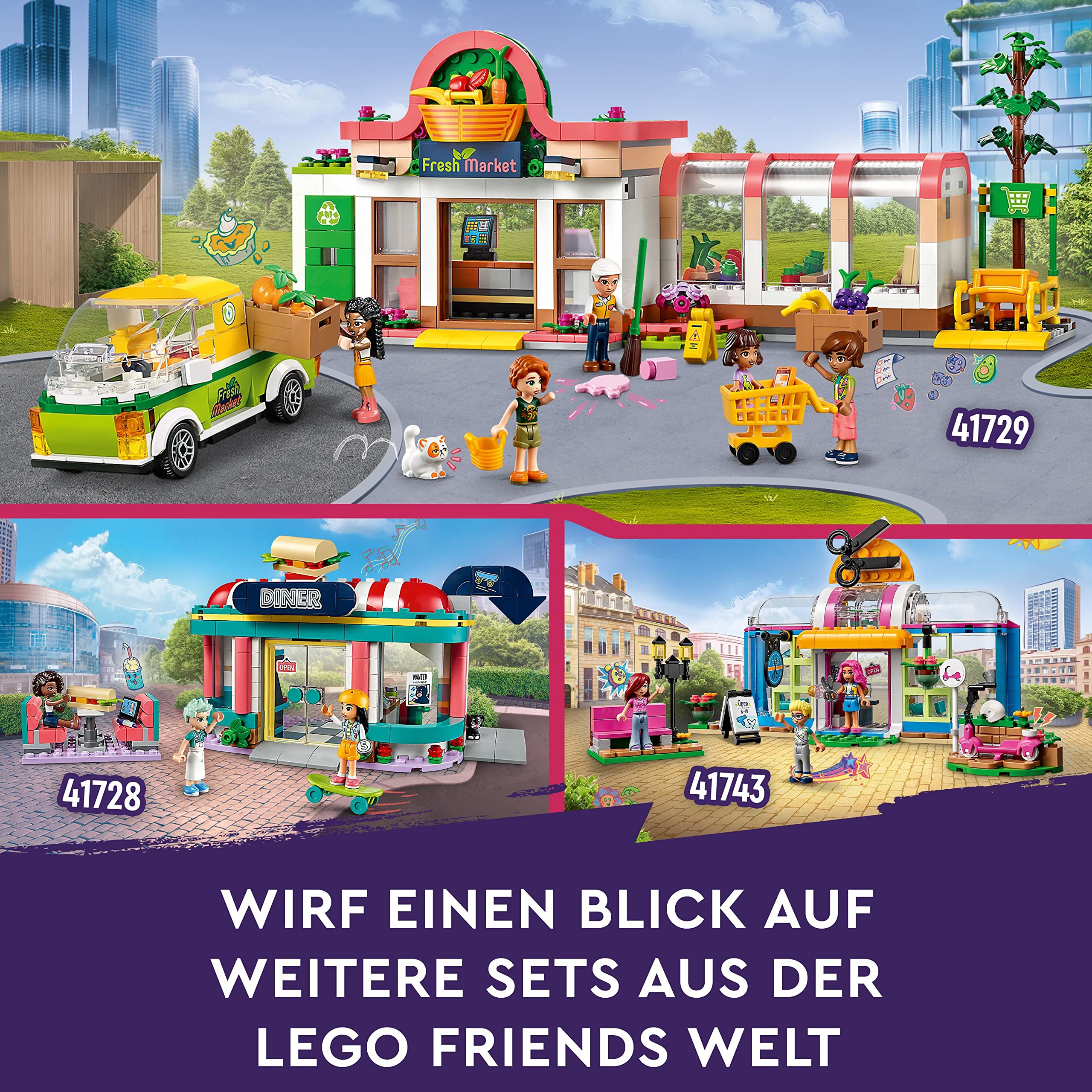 LEGO 41729 Friends Bio-Laden, Supermarkt Spielset mit Charakteren aus der Serie 2023, Spielzeug-Geschäft für Mädchen und Jungen ab 8 Jahren