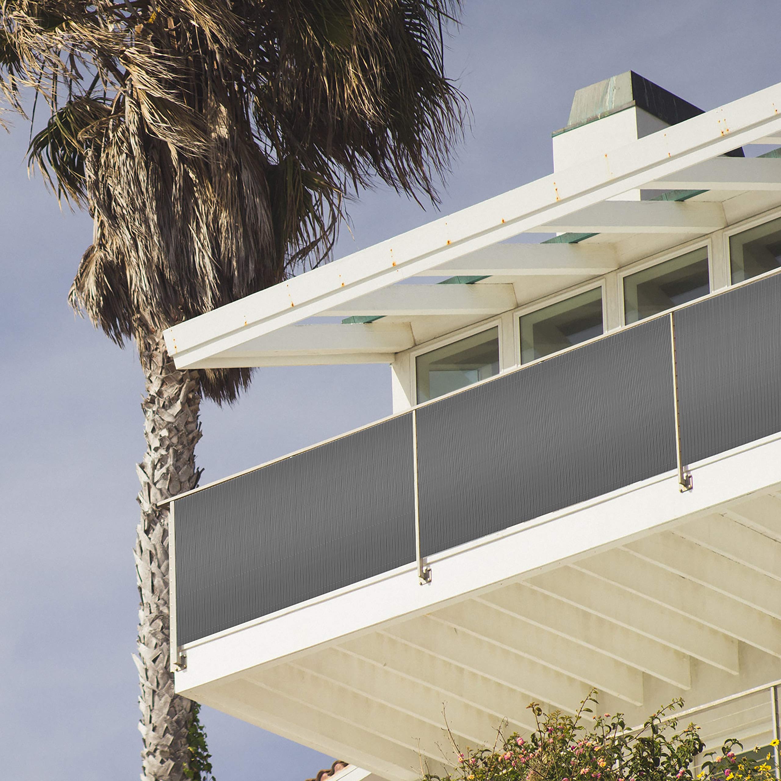 Ribelli Canniccio PVC Recinzione recinto Balcone frangivento, colorazione:Antracite, Distanza:3 Metri, rialzamento:100 cm