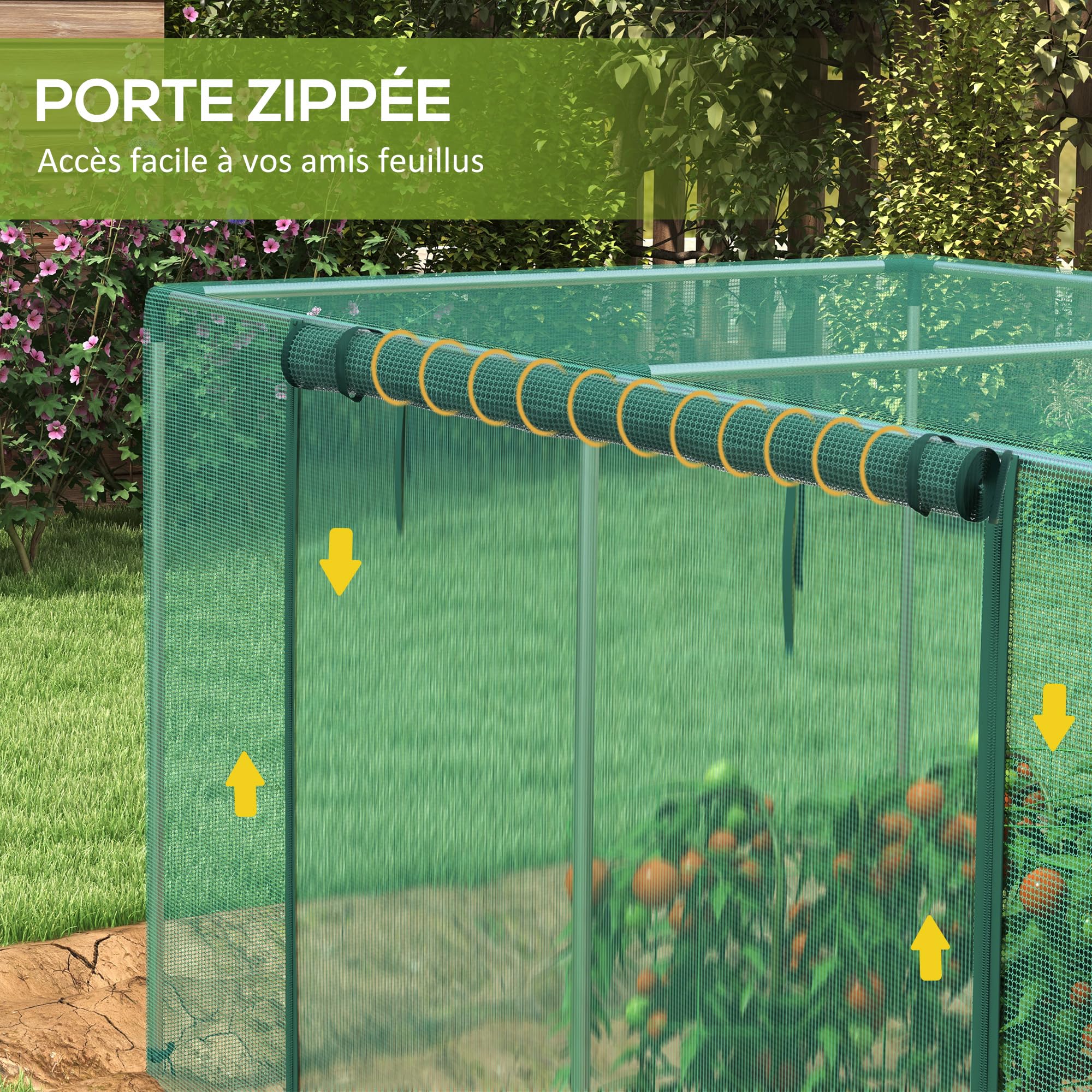 Outsunny Serra da giardino, gabbia di coltivazione per piante da giardino, porta con cerniera, tubi in acciaio zincato, tenda di protezione per piante, verde