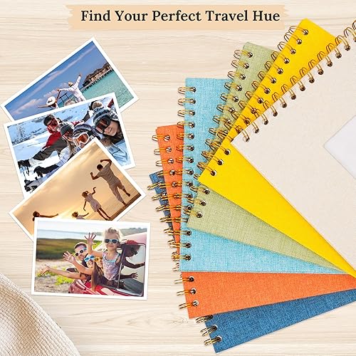 Miniatura 9 de Álbum de recortes de fotos, cubierta de lino, 8 x 8 pulgadas, tapa dura, libro de recuerdos de papel kraft blanco, para viajes, bodas, libro de