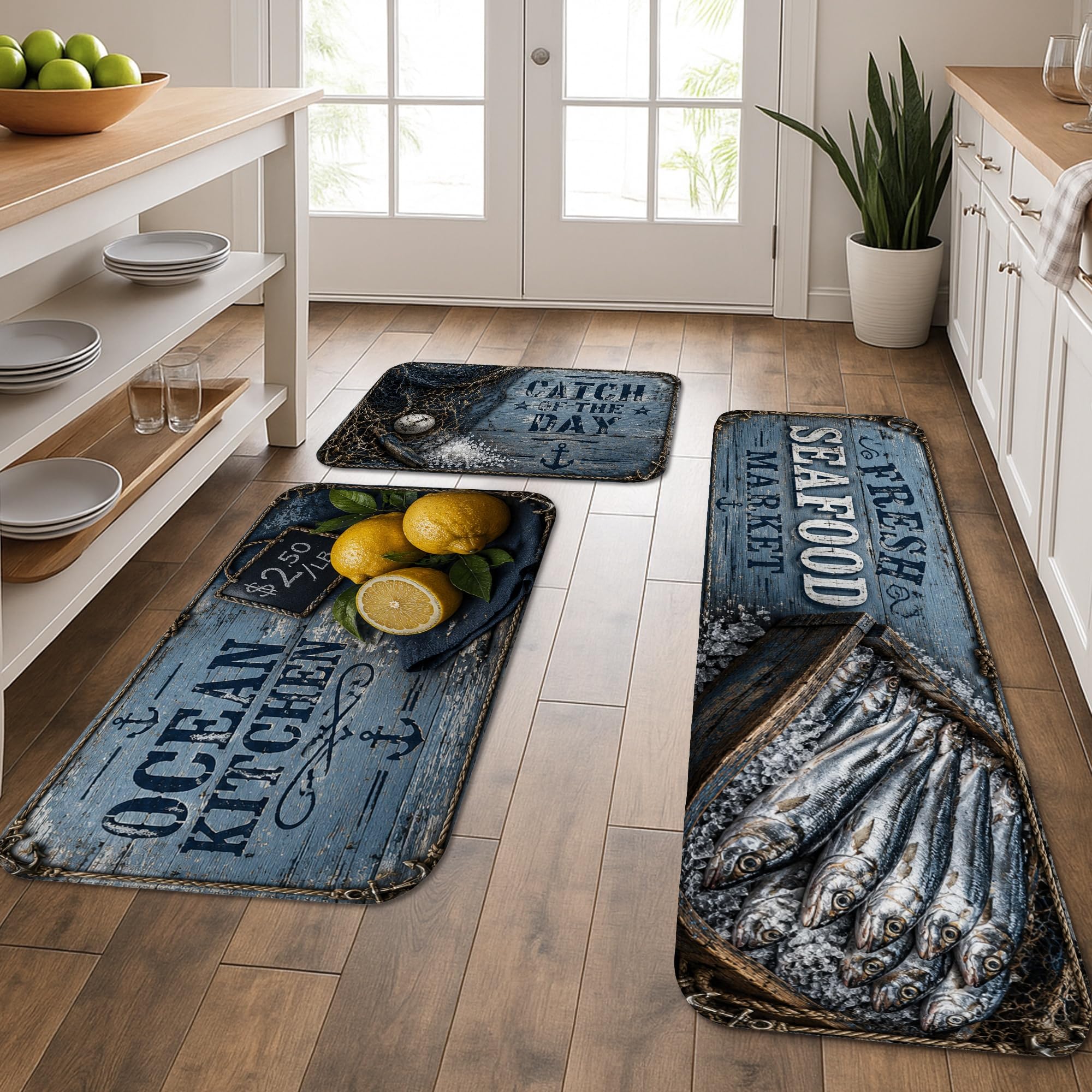Tapis de cuisine doux anti-fatigue lot de 3 tapis lavables sol évier